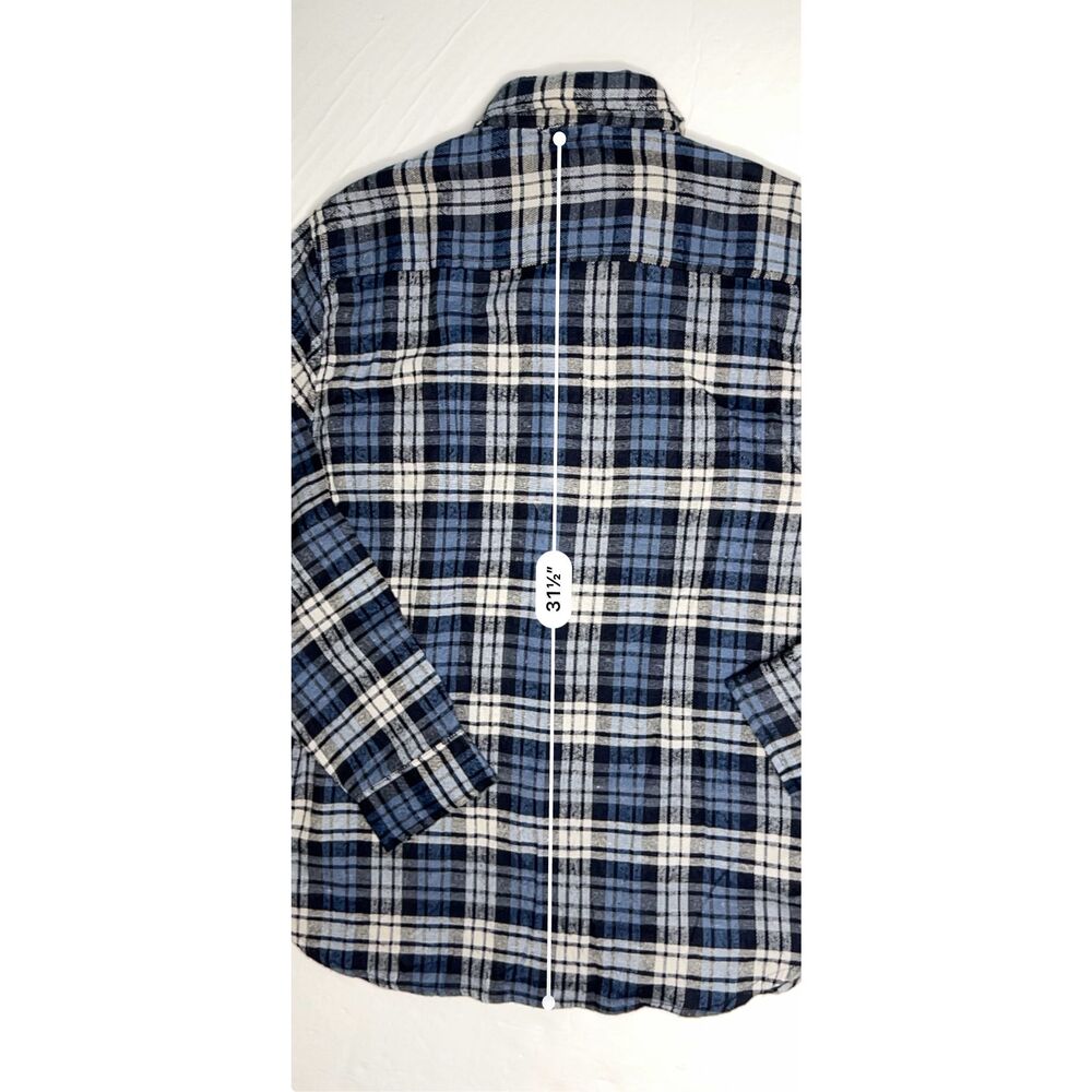 Stanley Workwear Flannel Button Up Blue Plaid Shirt Large 36" Sleeve Nwt — image 6 of 8